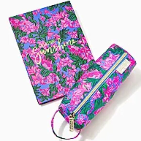 LILLY PULITZER Sketchbook & Pencil Case Cerise Pink Safari Sunset - Picture 1 of 10